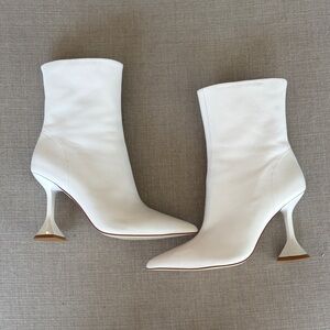 White leather booties
